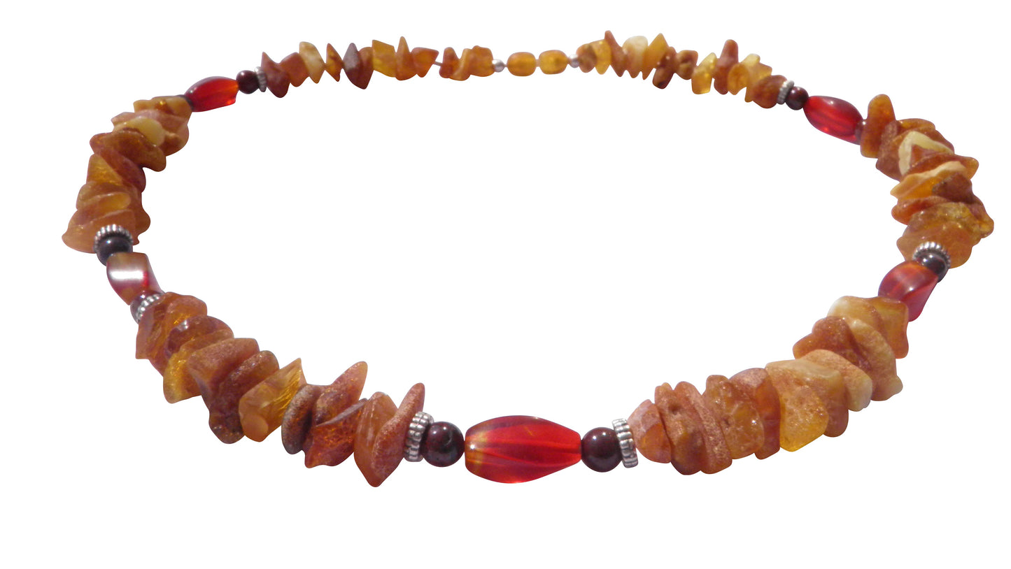Hunde Bernsteinkette mit Jaspis und Achat Länge 51cm