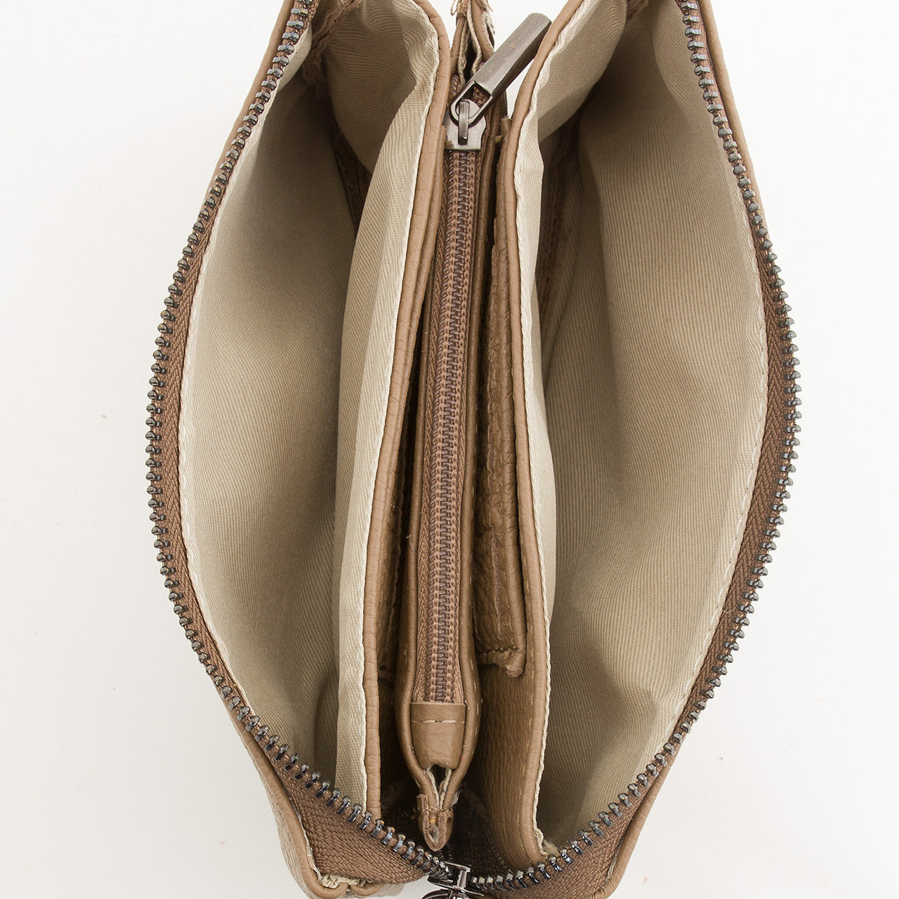 Leder Portmonee im Clutch Stiel Beige