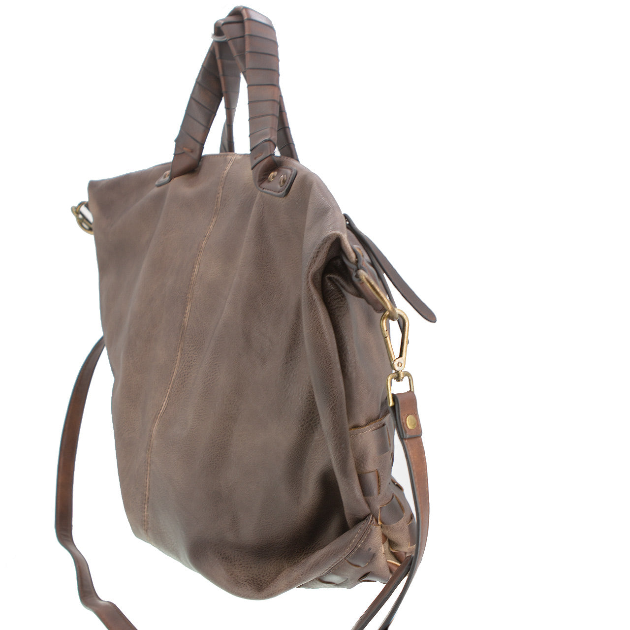 Vintage Bag Tasche Flechteinsatz Braun