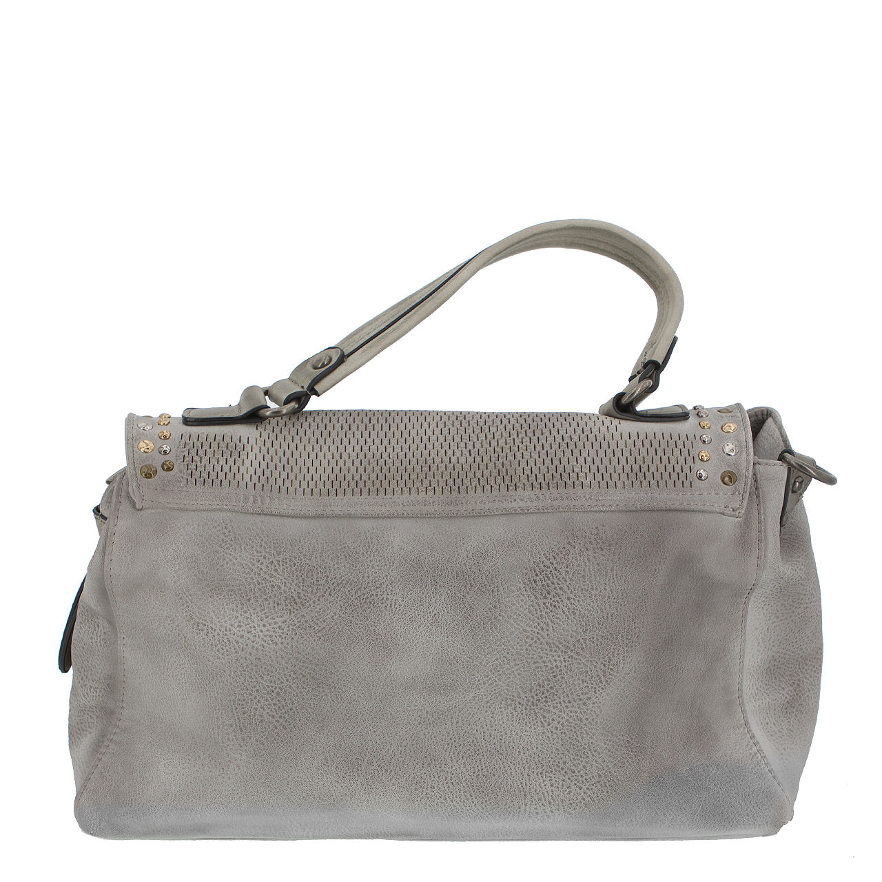 Handtasche Beige mit Nieten Grau