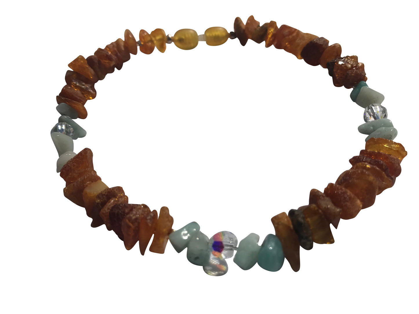 Bernsteinkette für den Hund Swari & Amazonit 24 cm Länge