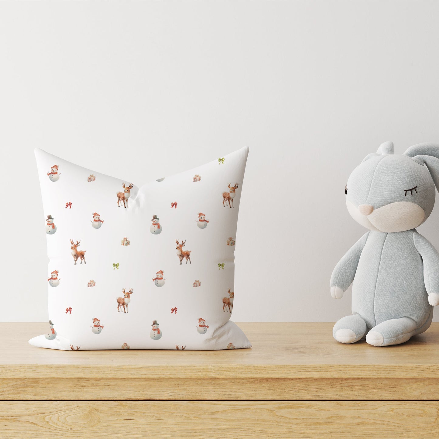 "Schneemann und Rehe" Premium Dekokissen