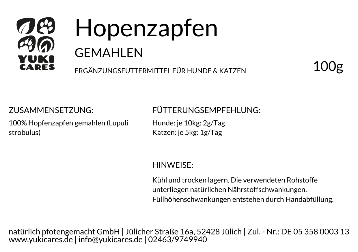 Hopfenpulver Zapfen gemahlen 100g