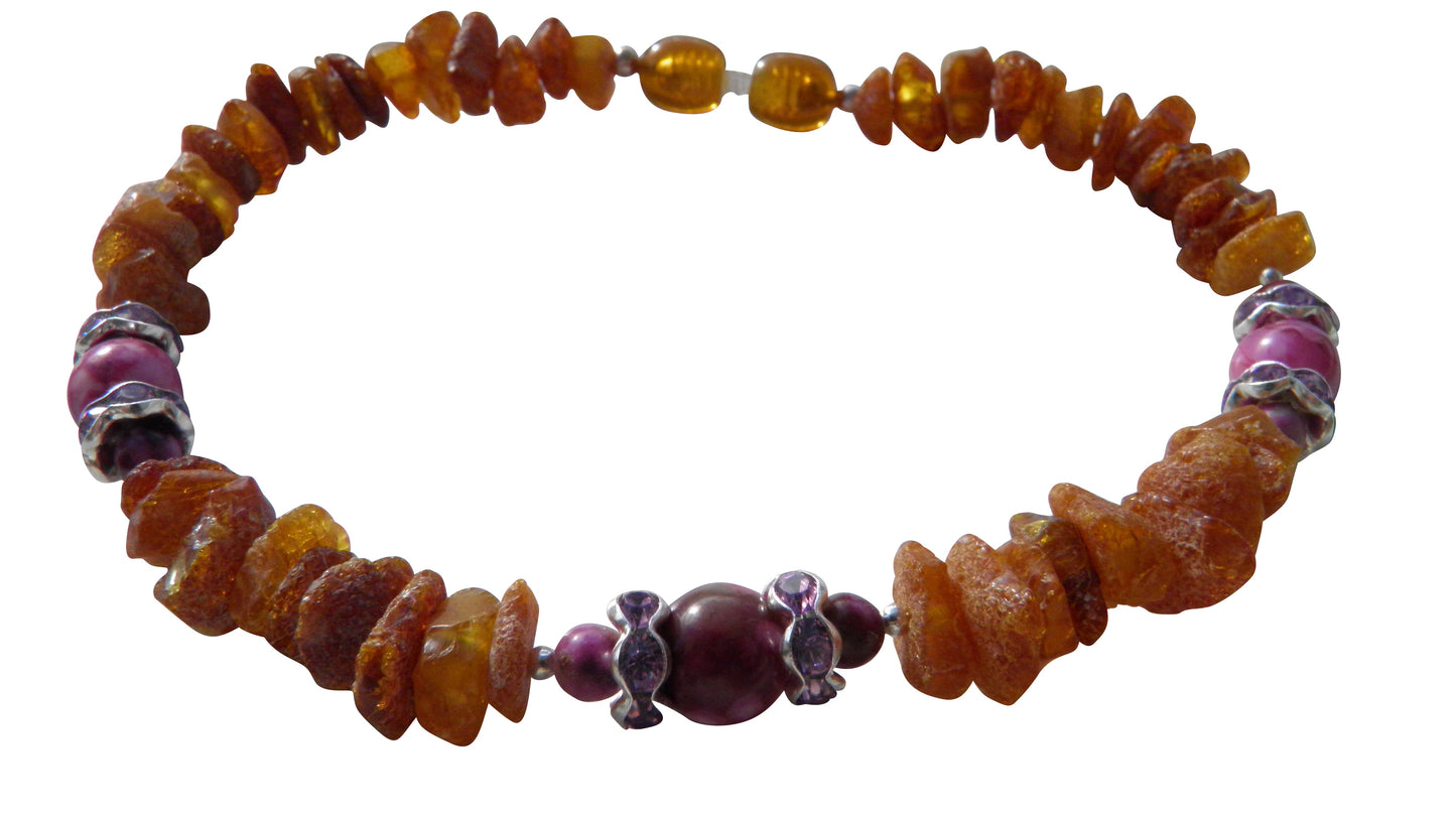 Bernsteinkette für den Hund mit Sugilith Länge 24cm