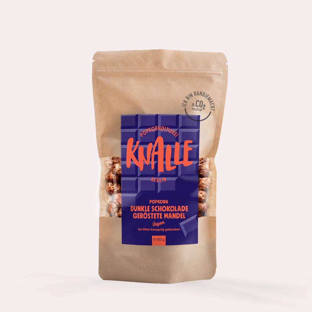 Knalle Popcorn - Dunkle Schokolade Geröstete Mandel Popcorn – vegan