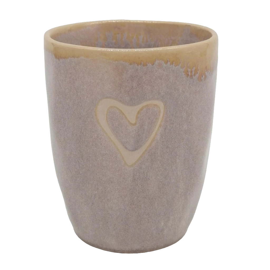 Stoneware Becher "Herz" sand
