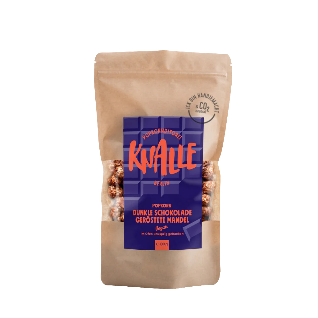 Knalle Popcorn - Dunkle Schokolade Geröstete Mandel Popcorn – vegan