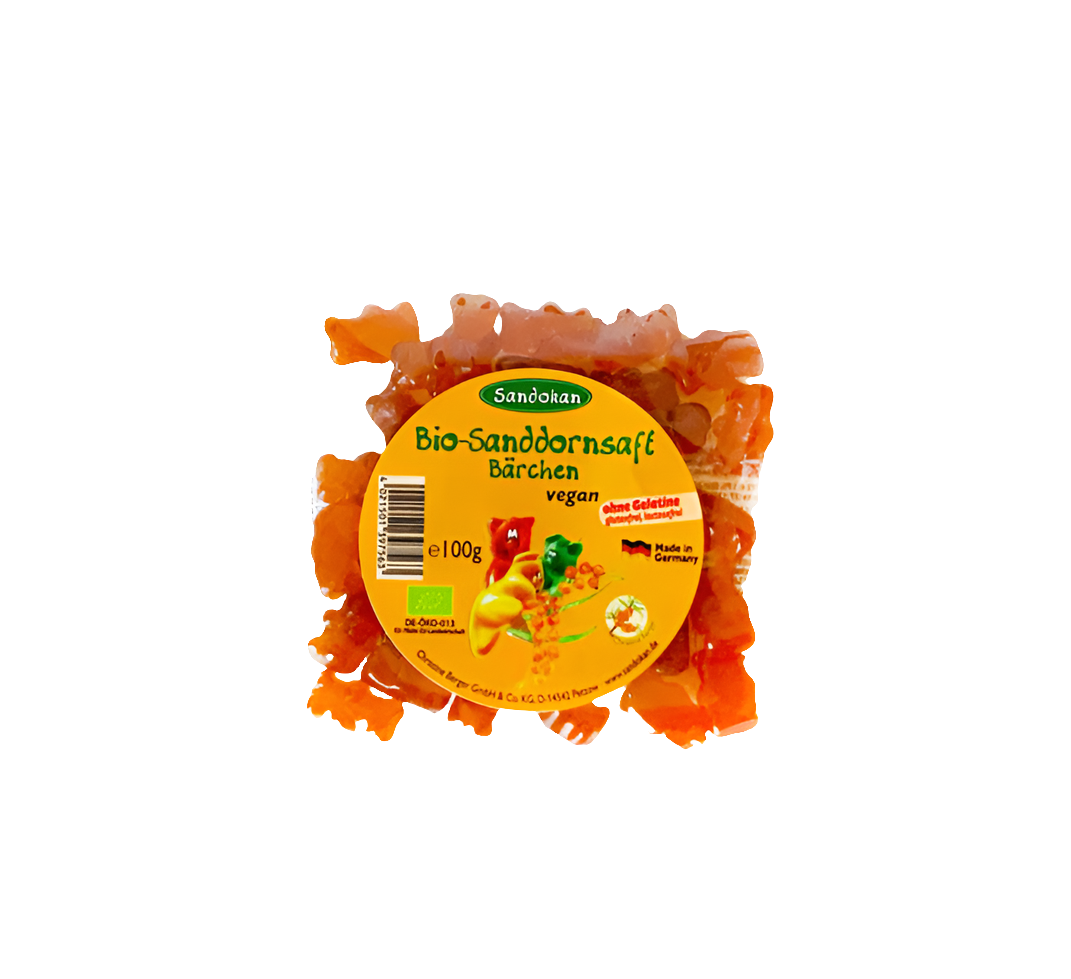 Vegane BIO-Sanddornsaft Bärchen (Fruchtgummis) - gelatinefrei 100g