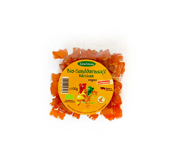 Vegane BIO-Sanddornsaft Bärchen (Fruchtgummis) - gelatinefrei 100g