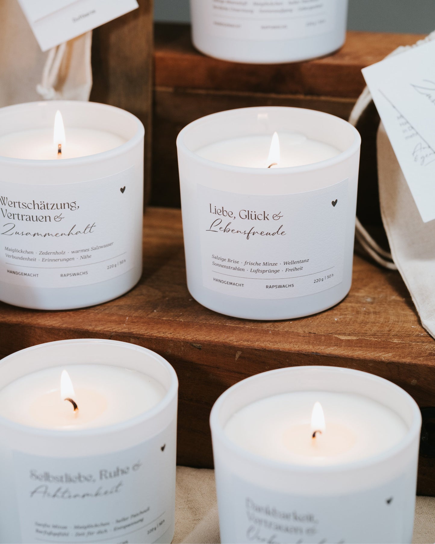 Liebe, Glück und Lebensfreude · Duftkerze