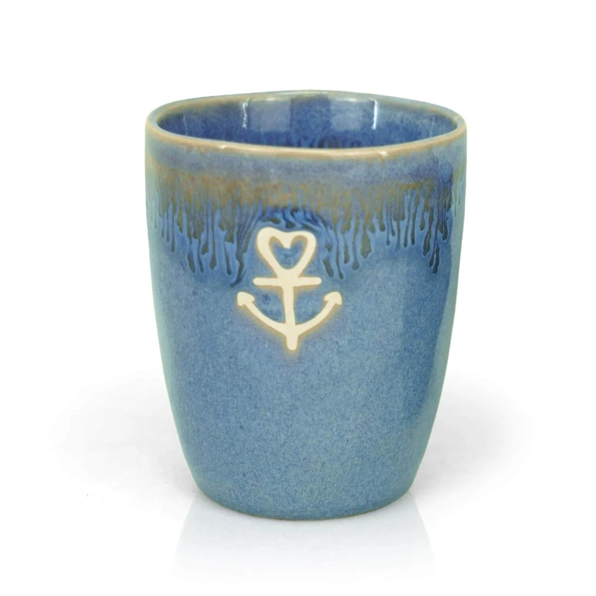 Stoneware Becher "Anker" blau