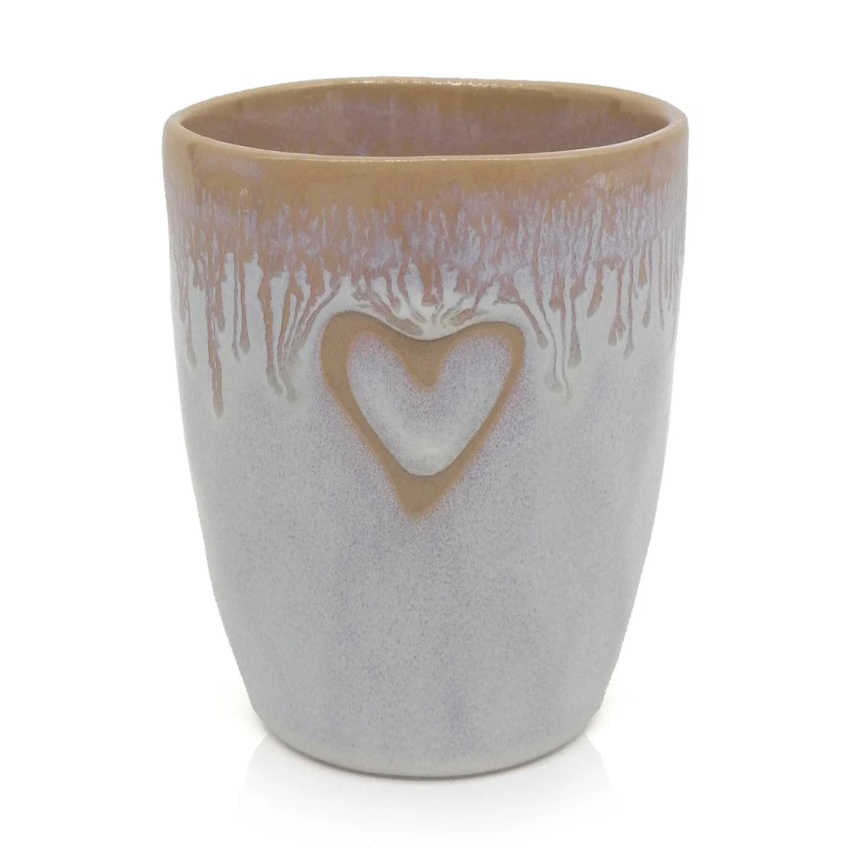 Stoneware Becher "Herz" polarweiß