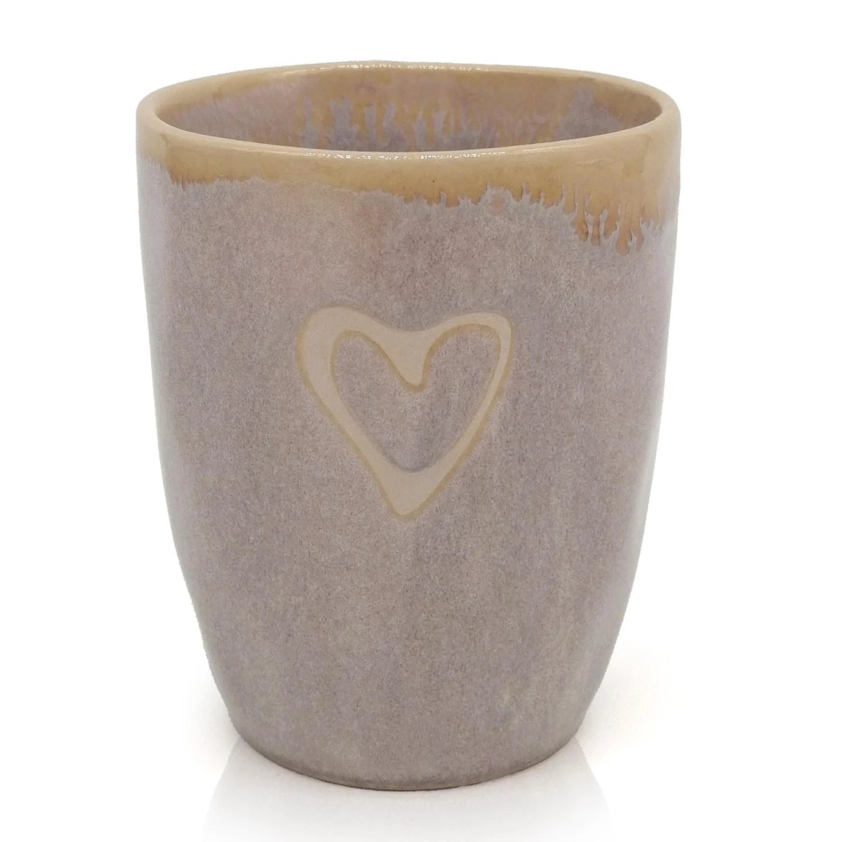 Stoneware Becher "Herz" sand