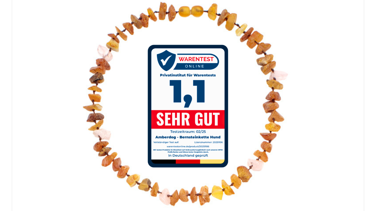 Hunde Bernsteinkette Rosenquarz