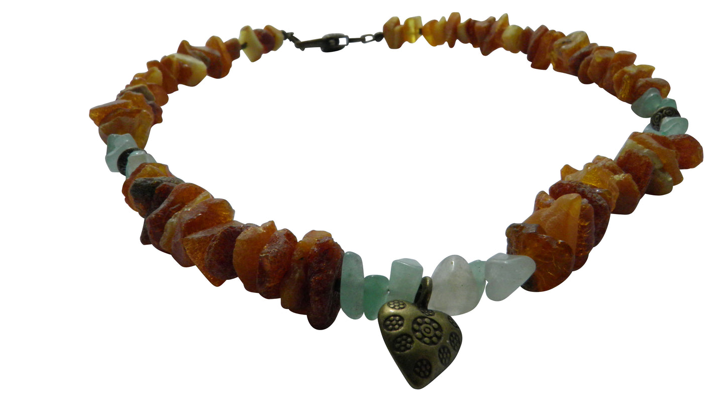 Hunde Bernsteinkette mit Jade Länge 41cm