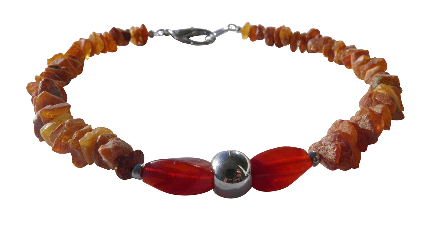 Hunde Bernsteinkette mit Achat Länge 38cm