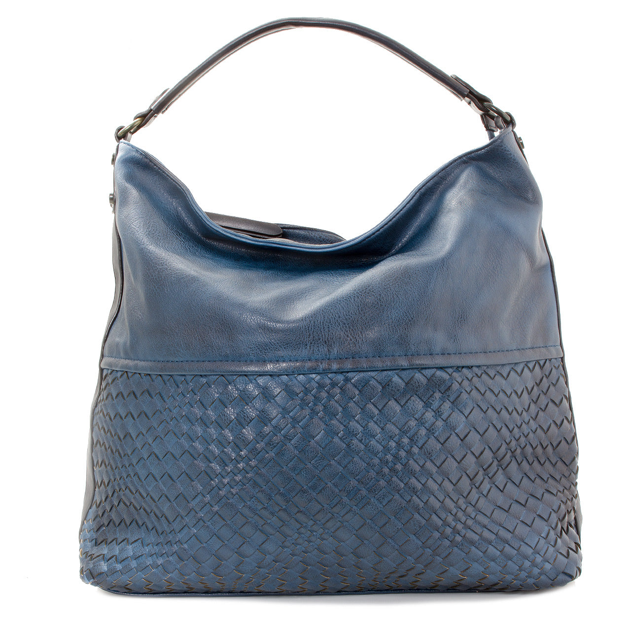 Schultertasche Beutel mit Flechtoptik Blau