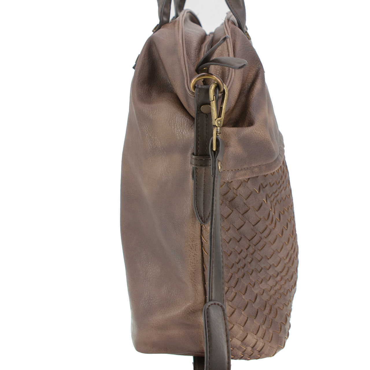 Große Vintagetasche Flechtoptik Braun