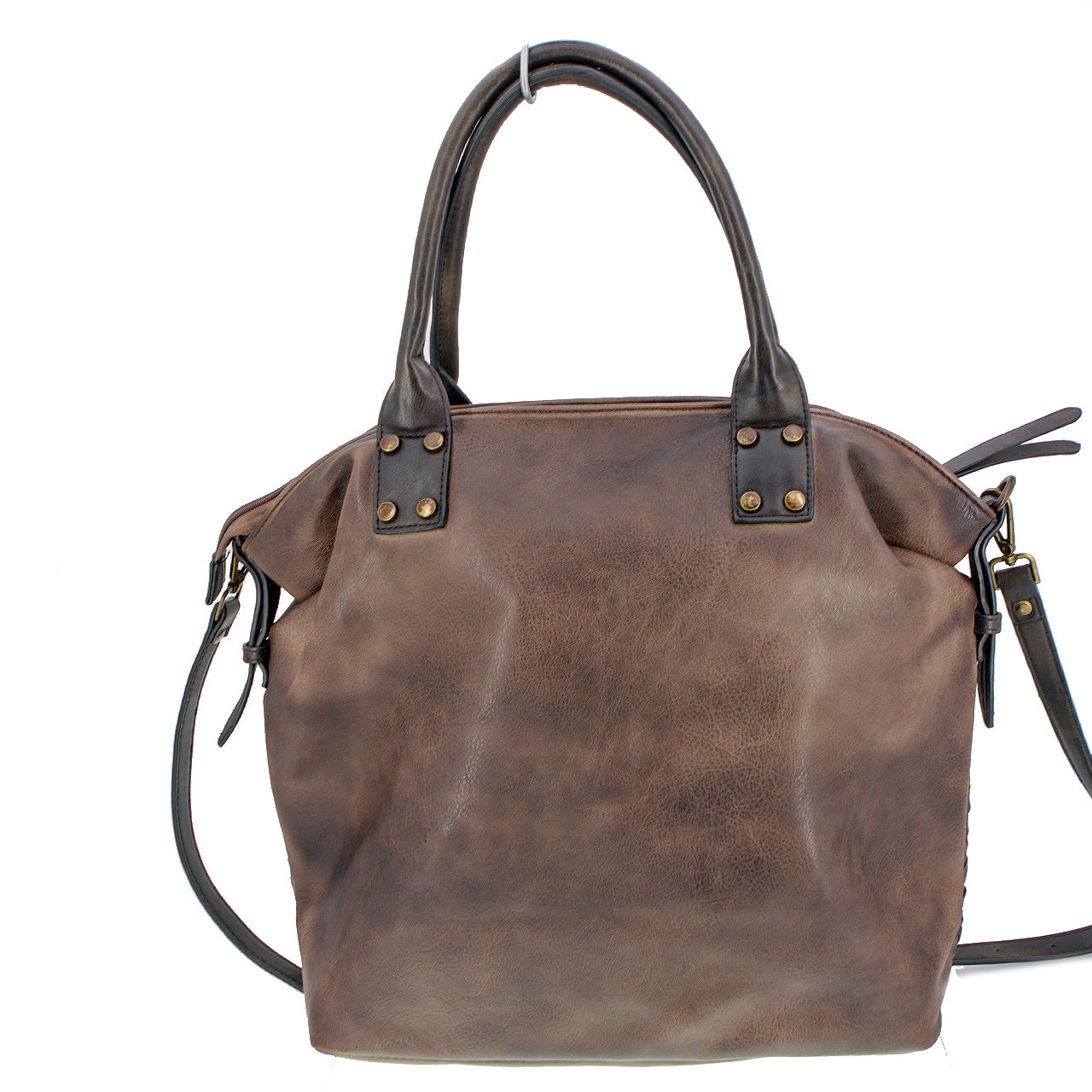 Große Vintagetasche Flechtoptik Braun