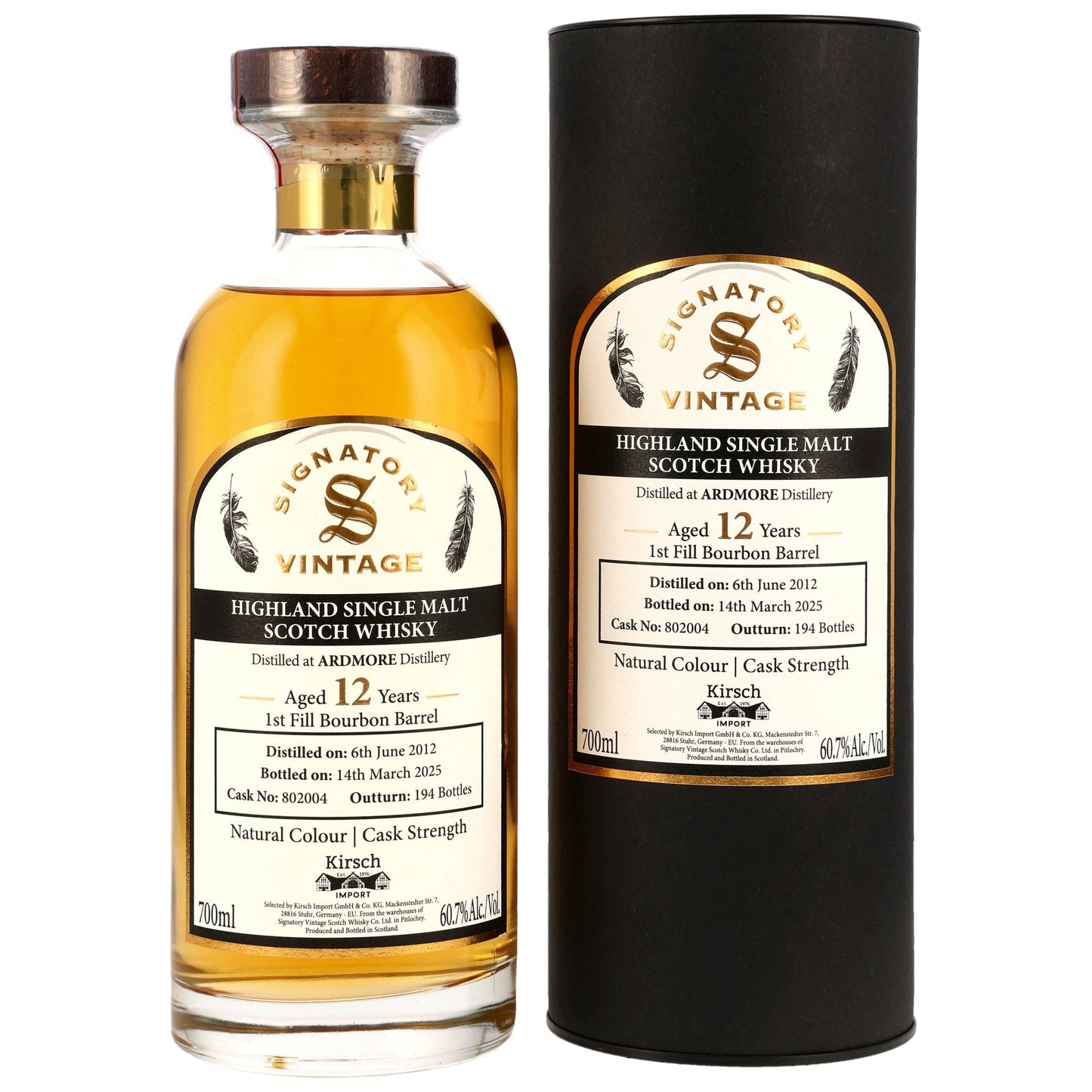 Ardmore 12 2012/2025 - Signatory Vintage - 1st Fill Bourbon Barrel #802004