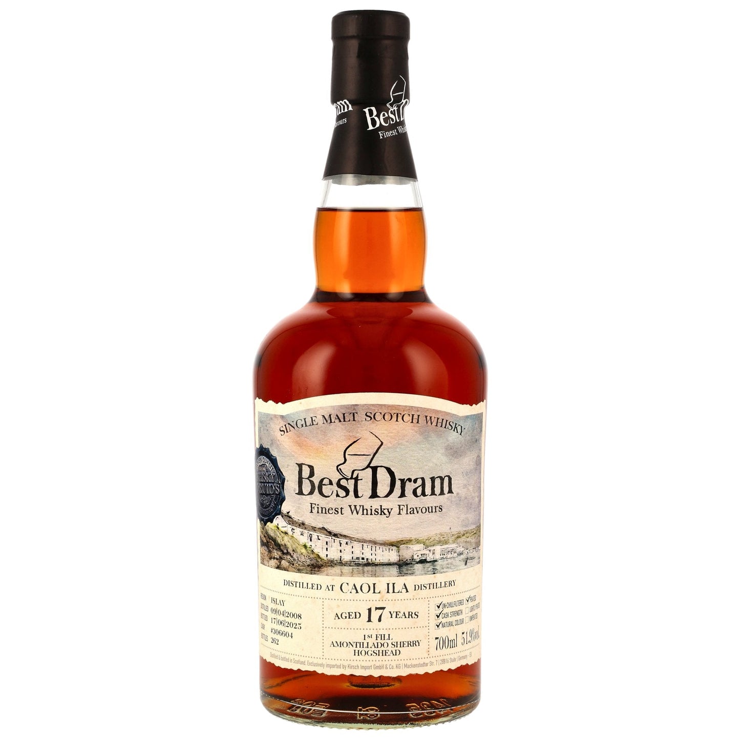Caol Ila 17 2008/2025 - Best Dram - 1st Fill Amontillado Hogshead #306604