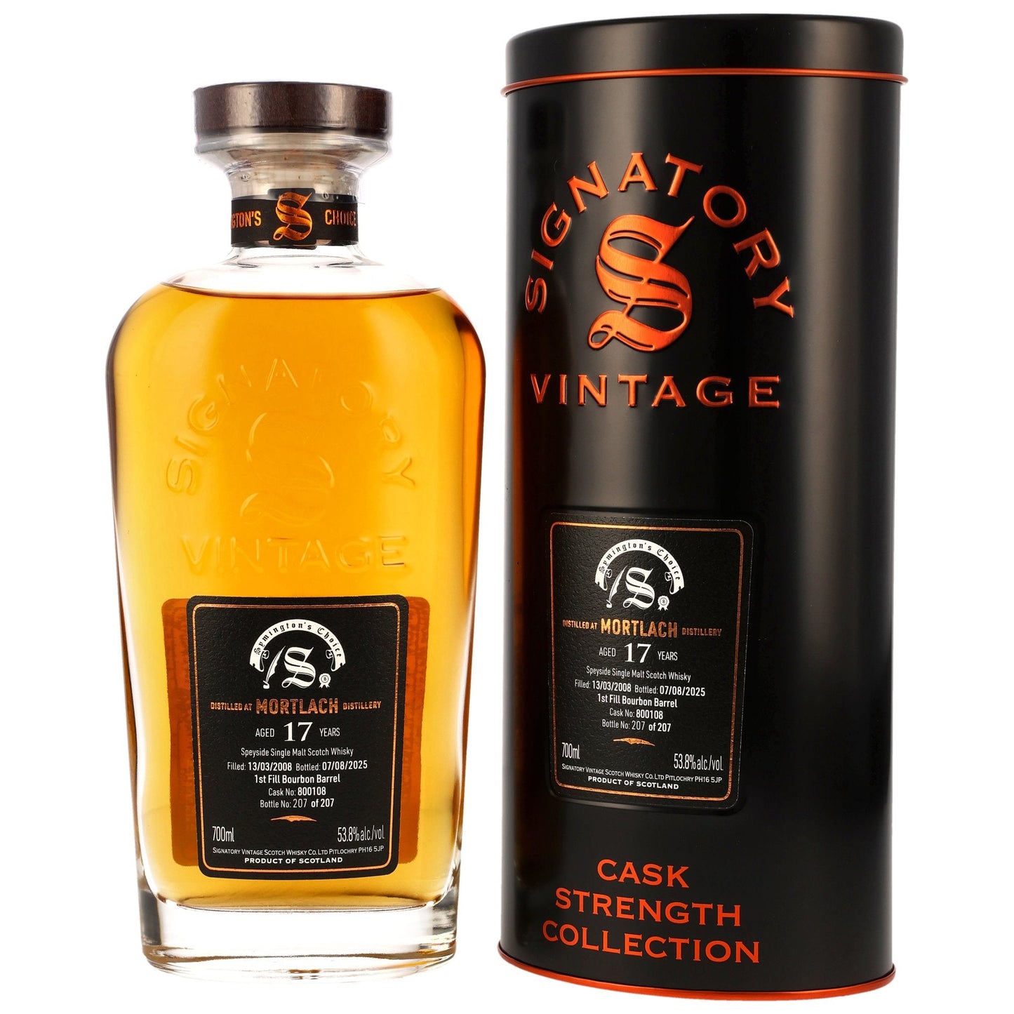 Mortlach 17 2008/2025 - Signatory Vintage Symingtons Choice - 1st Fill Bourbon Barrel #800108