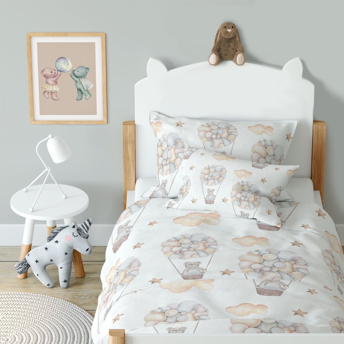 “Bärlis Ballonfahrt” Premium Kinderbettwäsche