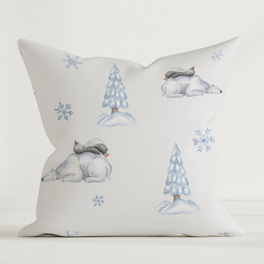 “Eisbär und Pinguin” Premium Kinder Dekokissen