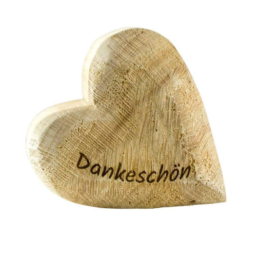 Thankgoods Deko-Holz-Herz aus massivem Naturfarbenem Pappelholz mit Schriftzug Dankeschön