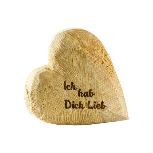 Thankgoods Deko-Holz-Herz aus massivem Naturfarbenem Pappelholz mit Schriftzug Ich hab dich lieb