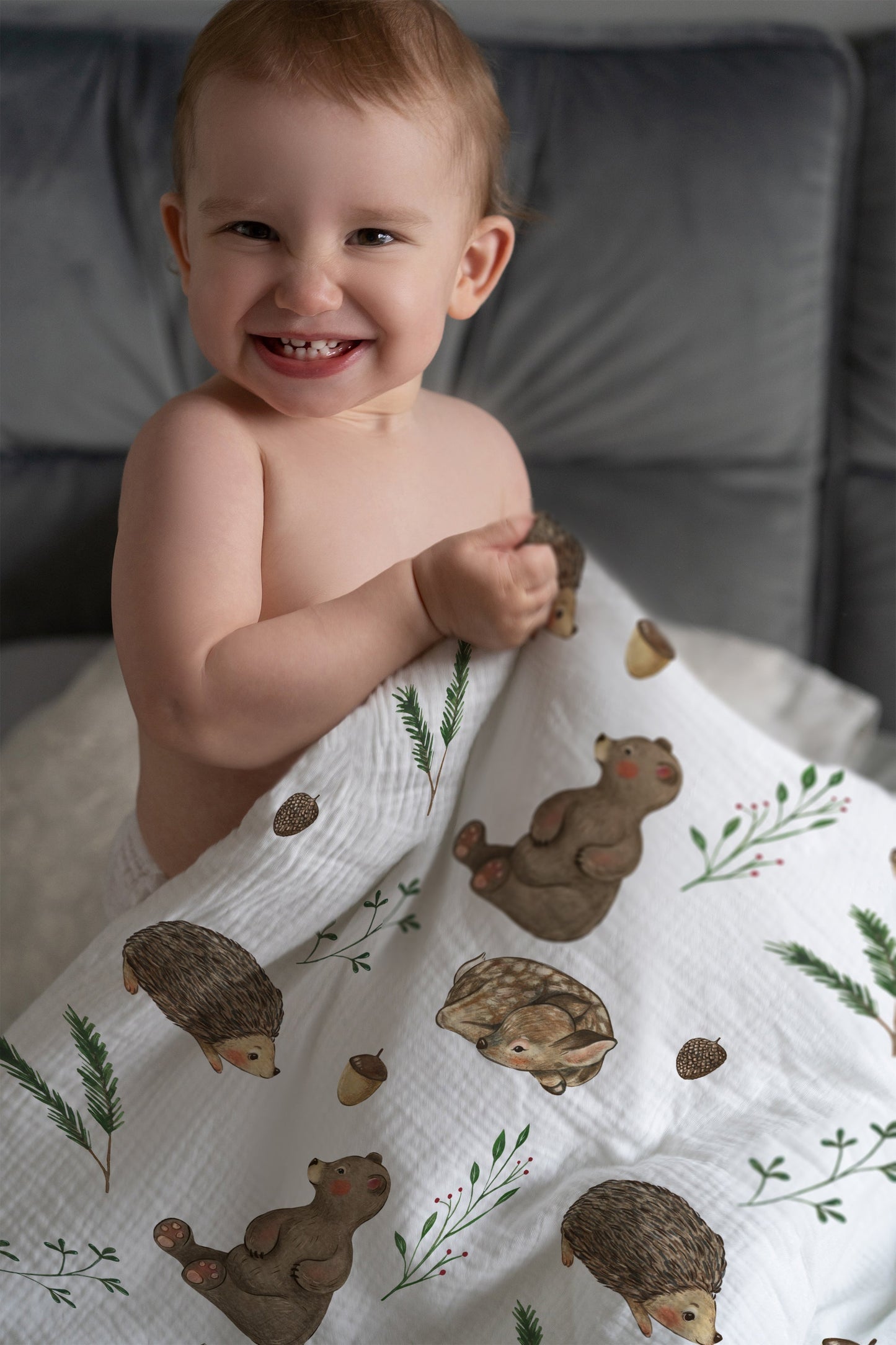 “Bär, Igel, Reh” Premium Kinderbettwäsche