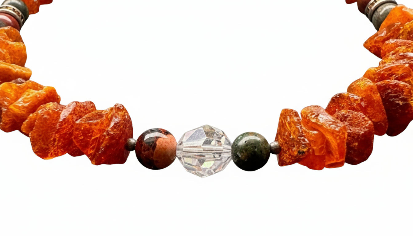 Hunde Bernsteinkette mit Jaspis Länge 25cm