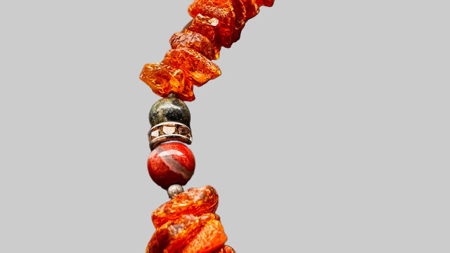 Hunde Bernsteinkette mit Jaspis Länge 25cm