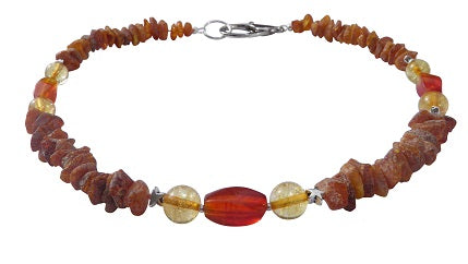 Hunde Bernsteinkette mit Citrin und Achat Länge 44cm