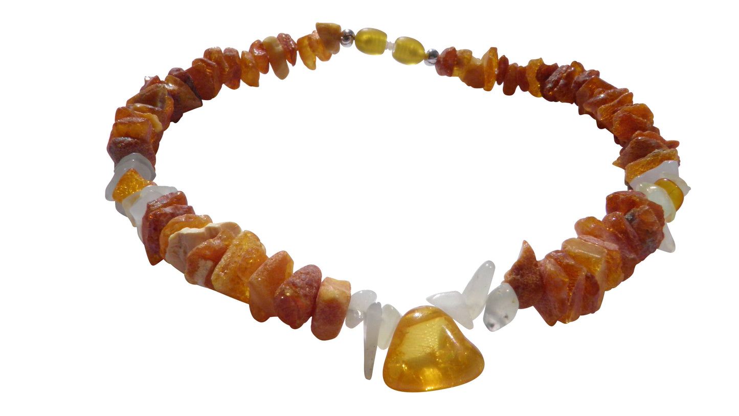 Hunde Bernsteinkette mit Jade Länge 33cm