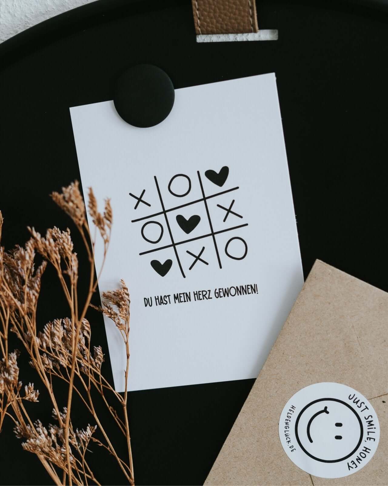 Herz gewonnen · Postkarte