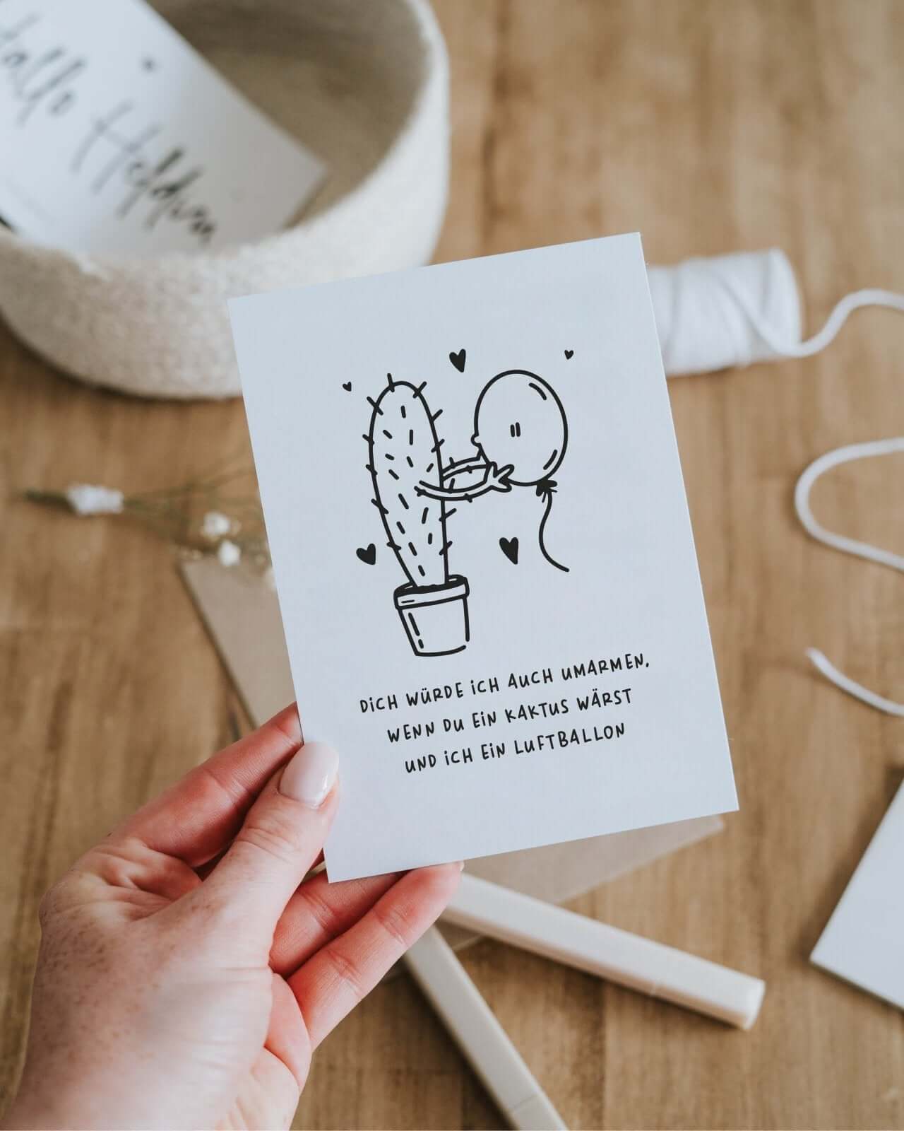 Kaktus und Luftballon · Postkarte