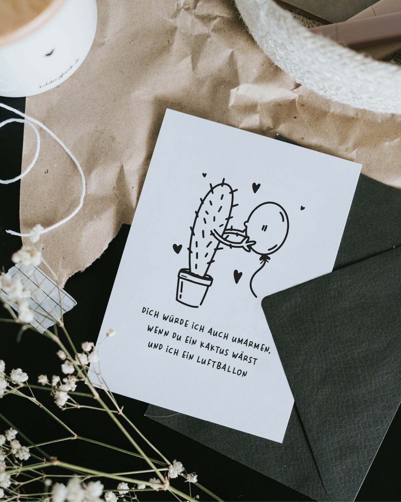 Kaktus und Luftballon · Postkarte