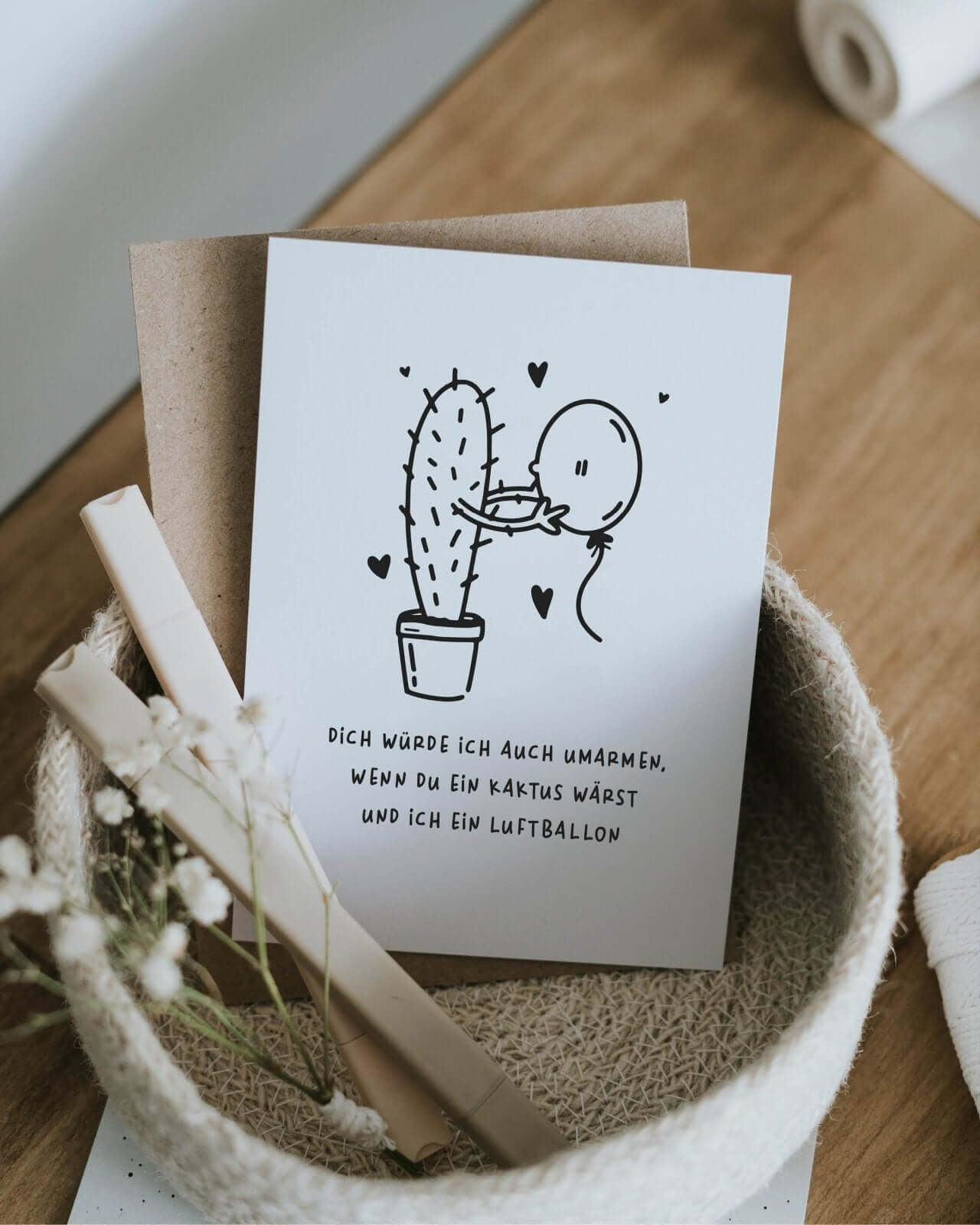 Kaktus und Luftballon · Postkarte