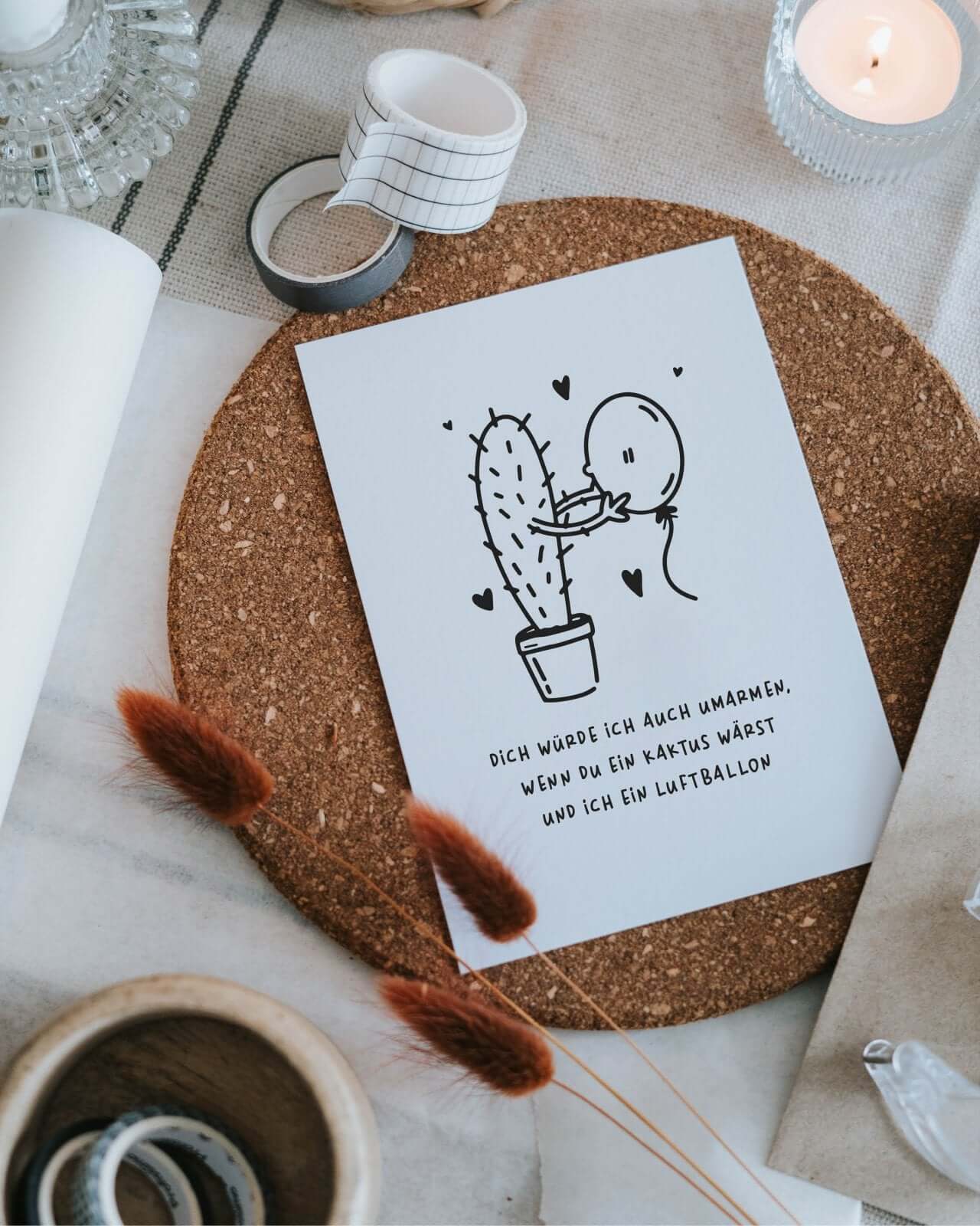 Kaktus und Luftballon · Postkarte