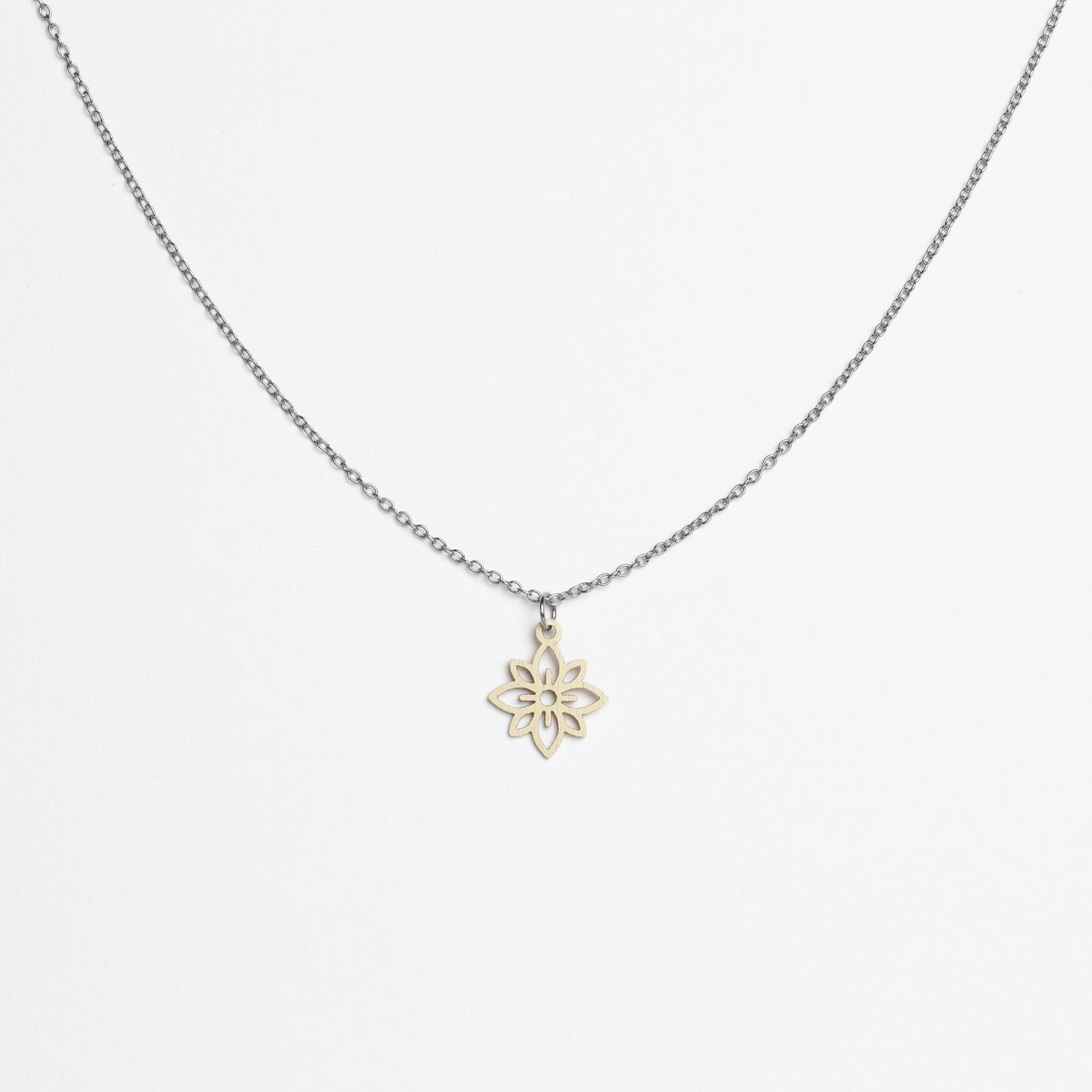 Halskette mit Holzanhänger - 'Flower mini'