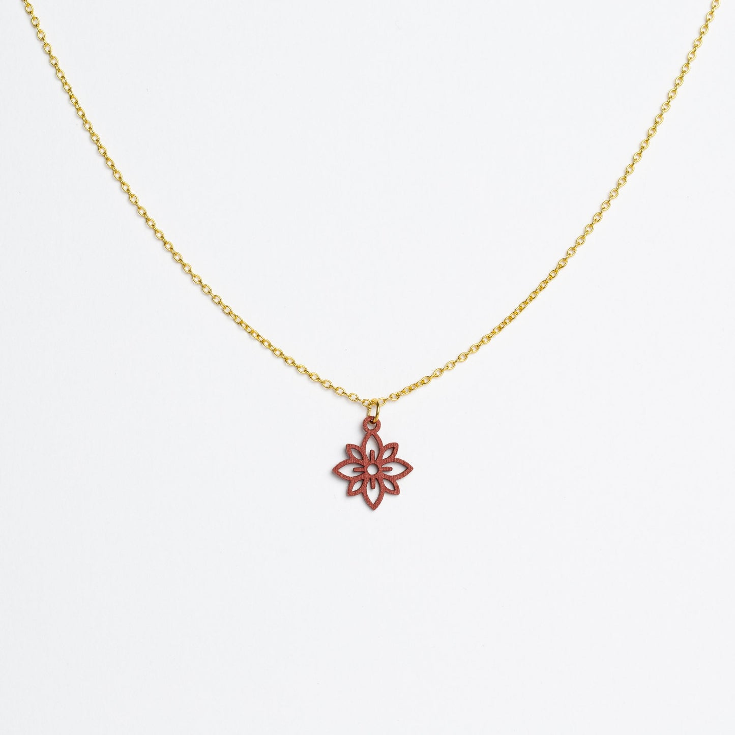 Halskette mit Holzanhänger - 'Flower mini'