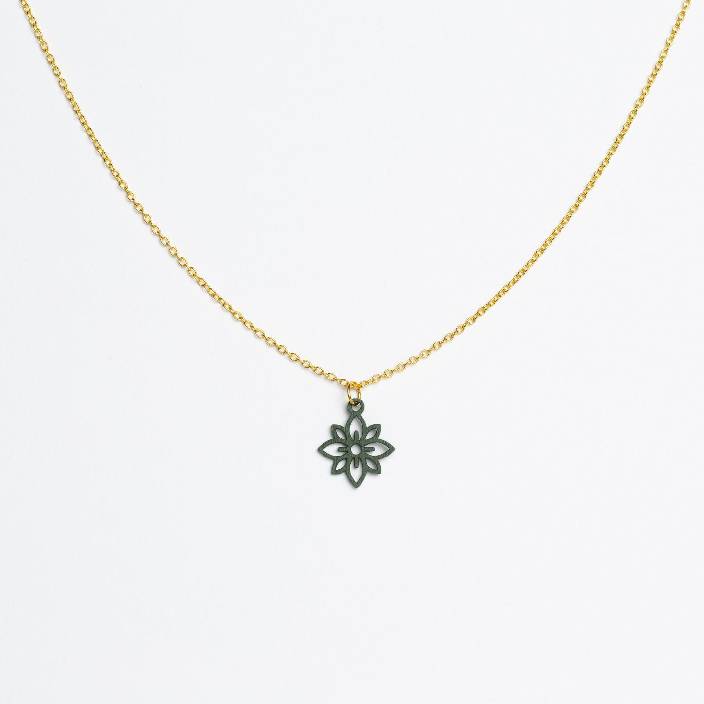 Halskette mit Holzanhänger - 'Flower mini'