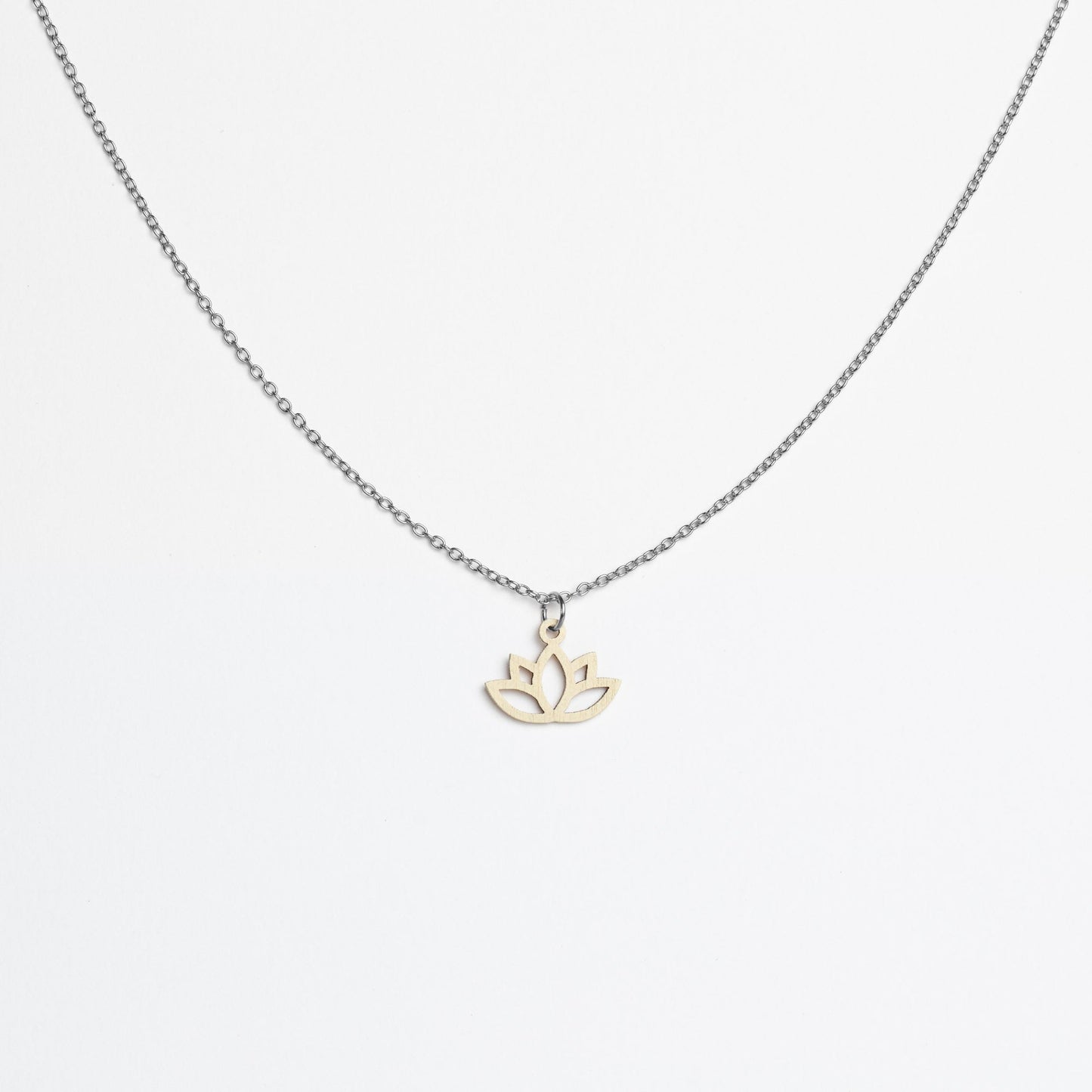 Halskette mit Holzanhänger - 'Lotus'
