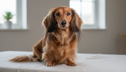 Hunde Bernsteinkette Blauquarz