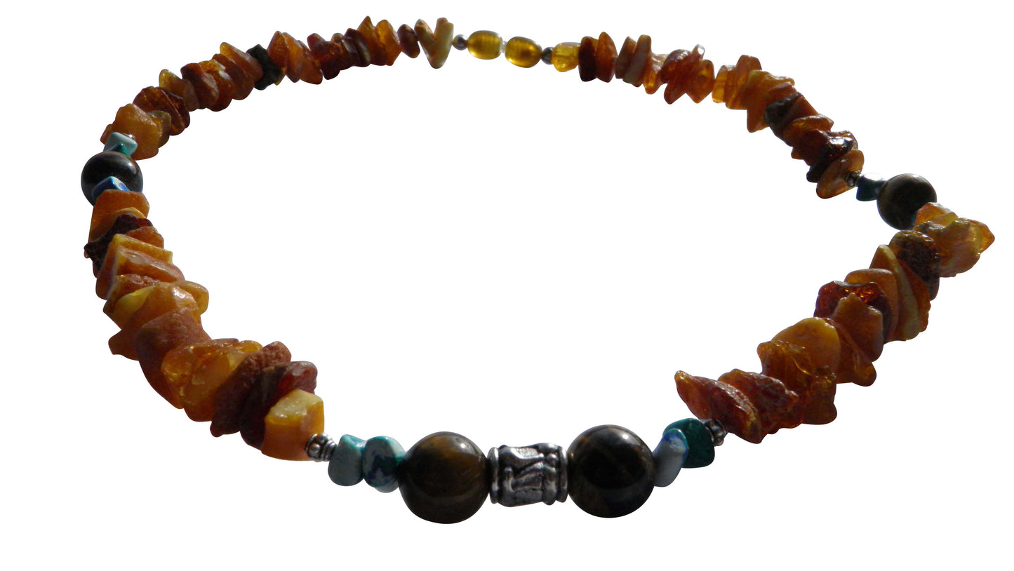 Bernsteinkette für den Hund mit Tigerauge Länge 42cm