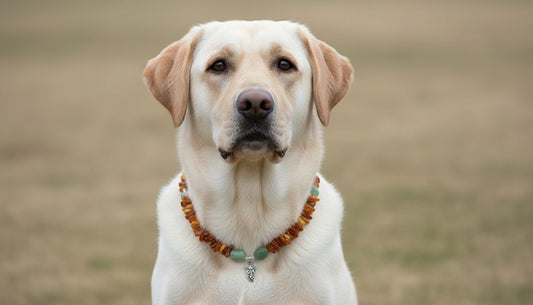Hunde Bernsteinkette mit Bergkristall und Aventurin Länge 48cm