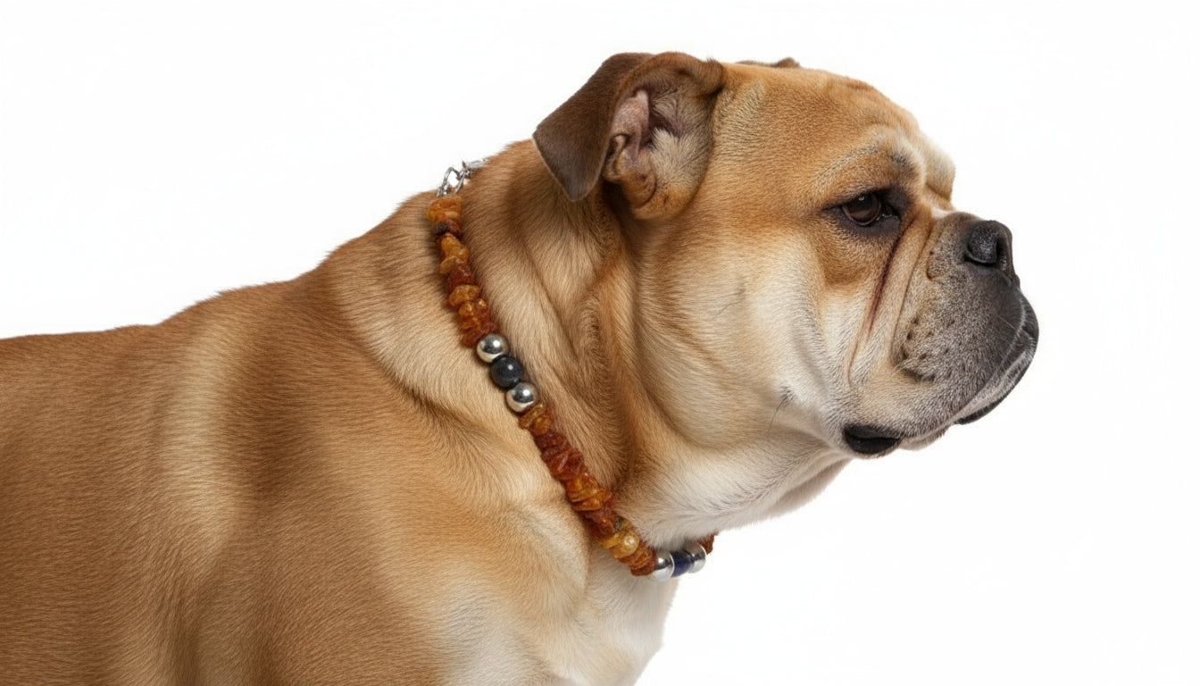 Hunde Bernsteinkette mit Lapislazuli Länge 40cm