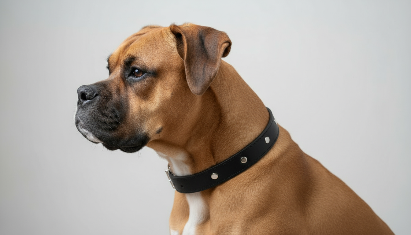 Hunde Lederhalsband mit integrierter Bernsteinkette