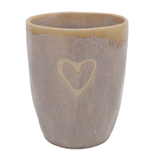 Stoneware Becher "Herz" sand